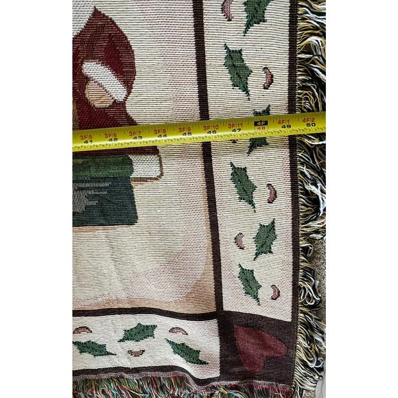 Christmas tapestry blanket, tree, holly, toys lightweight LARGE 50 x 60 - Picture 5 of 9
